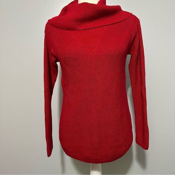 Talbots petite red cowlneck knit sweater size P(S) - Picture 1 of 9